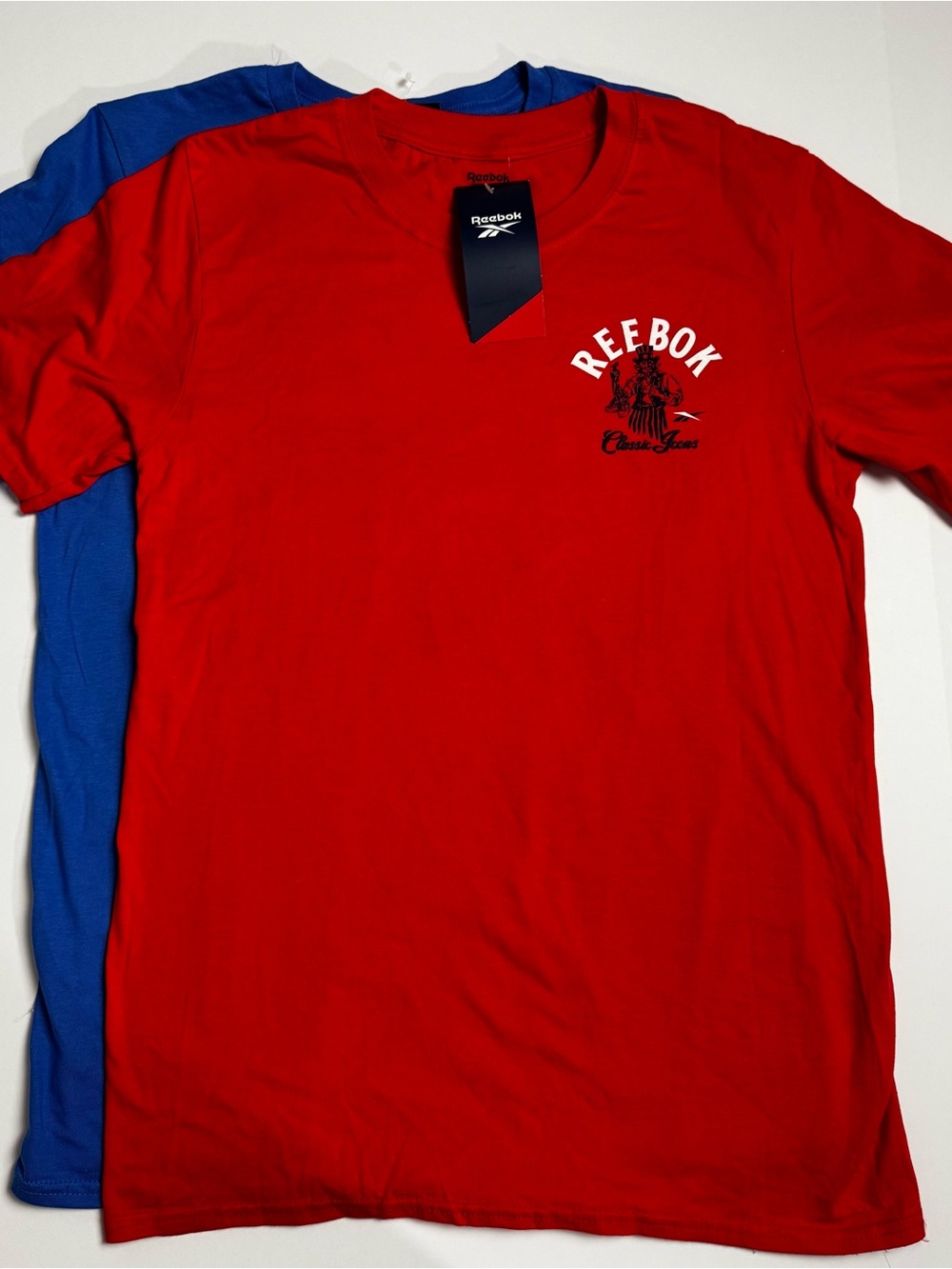 Reebok Men’s Red and Blue Short Sleeve Crewneck Tee’s sz.  Small
